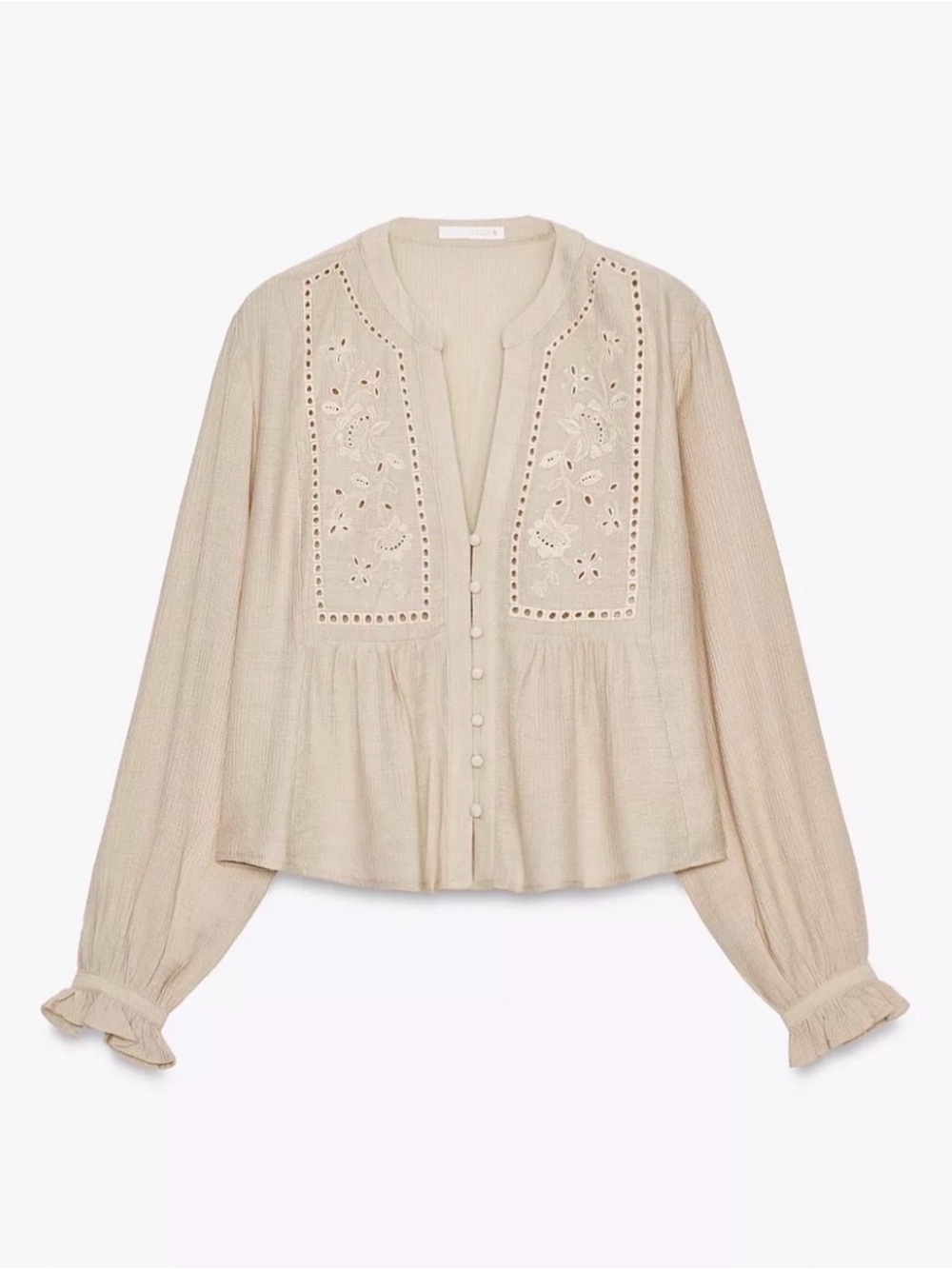 NWT Zara Embroidered Peasant Blouse